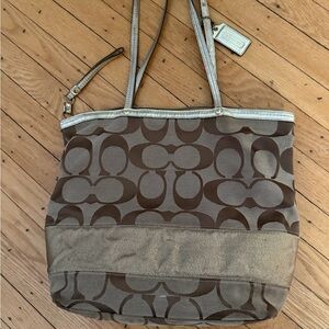 Coach Brown and Tan Signature Tote